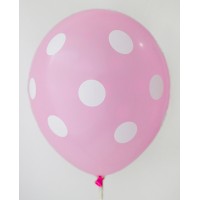Hot Pink - White Polkadots Printed Balloons